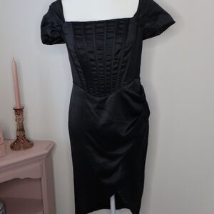 Black Corseted Dress Off the Shoulder LARGE